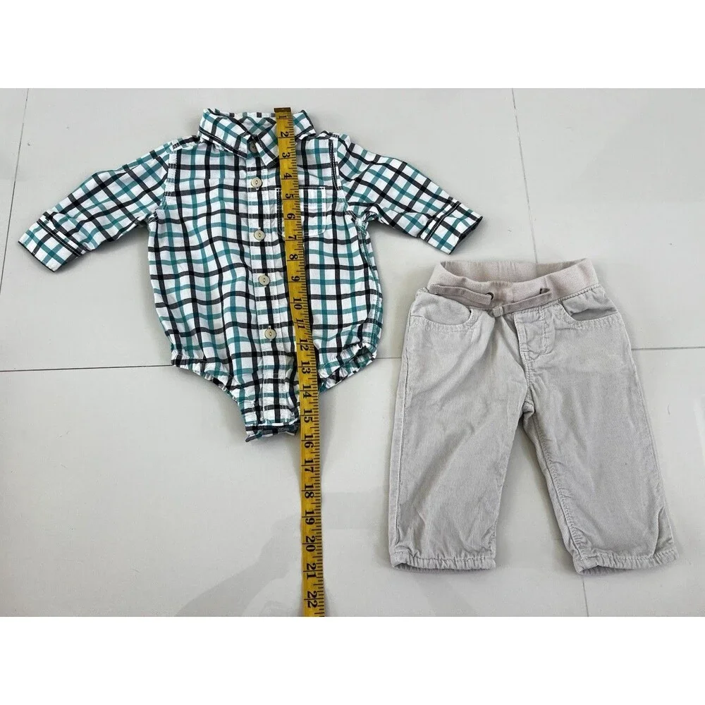 Baby Gap Boys 2 Piece Outfit Set Collared Bodysuit Cordory Pants 3-6m Cute Photo
